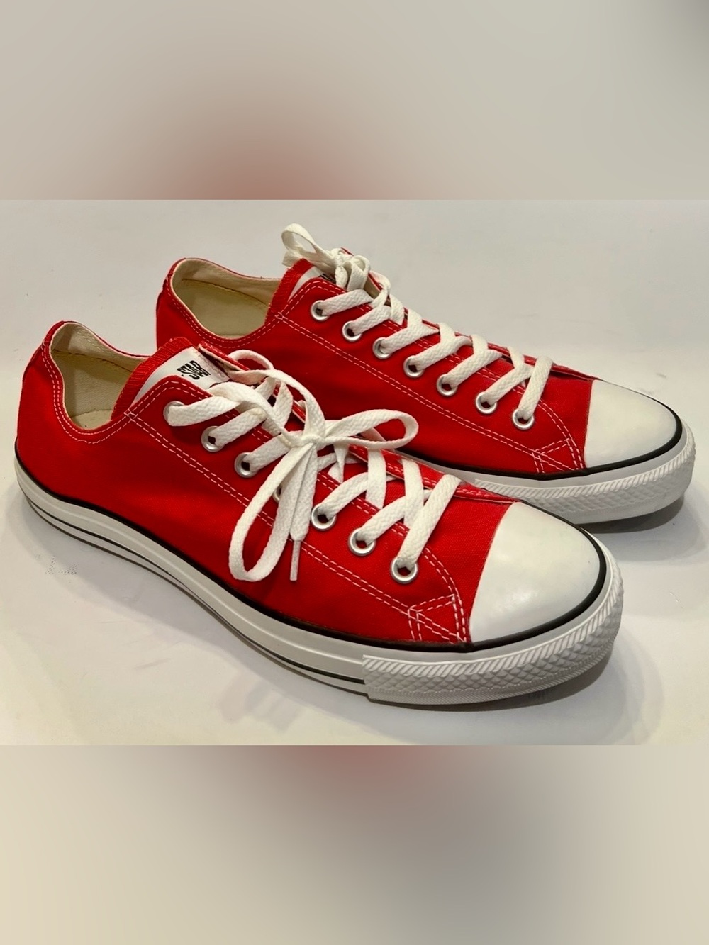 Converse Red Low-Top Canvas Sneakers with White Accents
